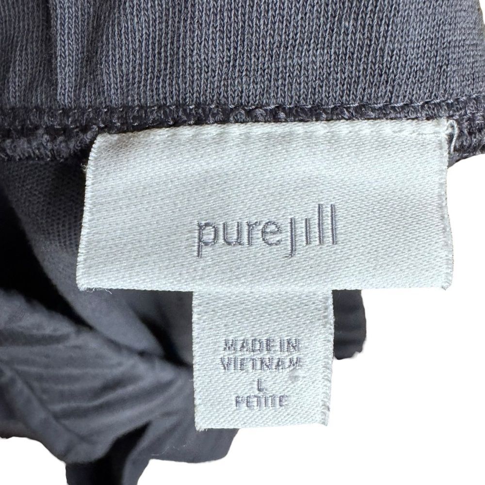 Pure Jill Gray Cotton Petite Linen Blend Jersey Pull On Wide Leg Pants Size LP - Picture 4 of 6